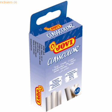 Jovi School Chalks Caja con 10 Tizas Blancas - Compactas - sin Polvo - Materias Primas Naturales - Trazos Nitidos - Faciles de Borrar - Muy Resistentes - Poco Resto de Polvo - Color Blanco