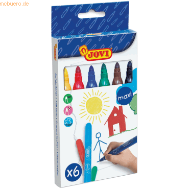 Jovi Felt Pens Estuche de 6 Rotuladores Jumbo - Tinta de Gran Fijacion - Punta Resistente - Grip Ergonomico - Capuchon Ventilado - Trazo Homogeneo - Color Surtido