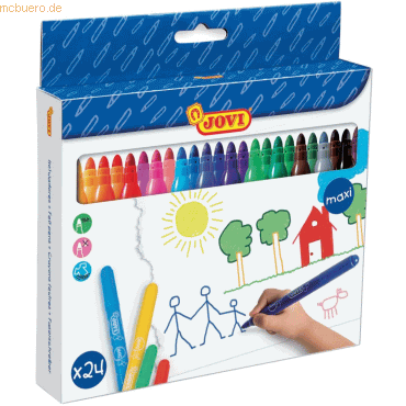Jovi Felt Pens Estuche de 24 Rotuladores Jumbo - Amplia Variedad de Tonos - Tinta de Gran Fijacion - Punta de 3mm - Capuchon de Seguridad Ventilado - Grip Triangular Ergonomico - Color Surtido