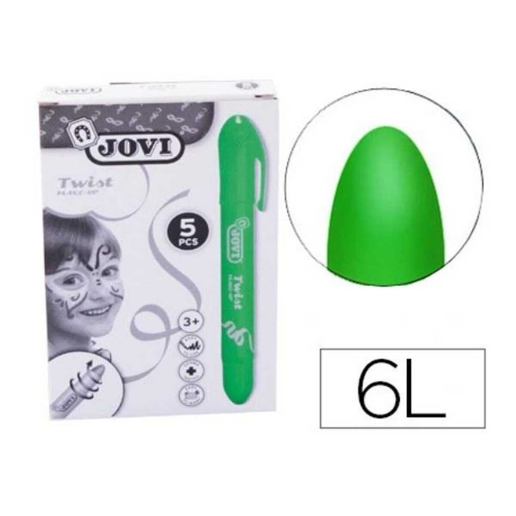 Jovi Twist Stick de Pintura de Cara - Hipoalergenico - Base Agua - Facil Aplicacion - Gran Cubricion - Seca Rapido - No Grasoso - Facil de Retirar - Color Verde