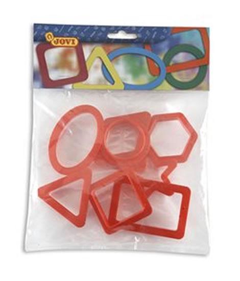 Jovi Bolsa Colgable con 8 Moldes de Corte Figuras Geometricas - Moldes de Plastico para Plastilina - Facil de Usar - Duraderos - Diseño Educativo - Color Amarillo