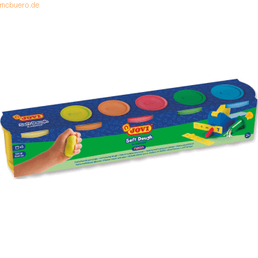 Jovi Soft Dough Estuche de 5 Botes Colores Neon - Blanda y Flexible - Facil de Amasar y Moldear - Ideal para Iniciacion al Modelaje - Fomenta Creatividad y Motricidad Fina - Color Surtido