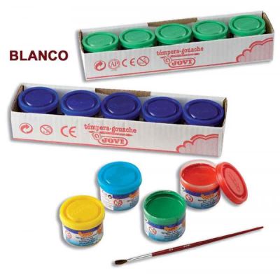 Jovi Bote de Tempera Escolar 35ml - Aplicacion en Multiples Superficies - Uso con Pincel, Rodillo o Espatula - Colores Mezclables - Color Blanco