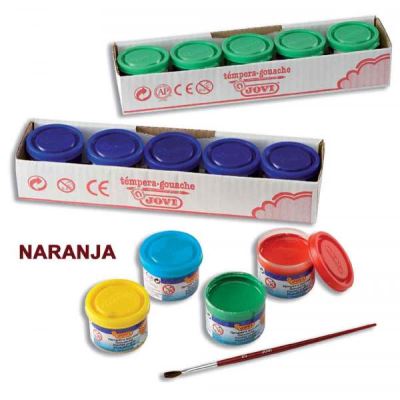 Jovi Bote de Tempera Escolar 35ml - Aplicacion en Multiples Superficies - Uso con Pincel, Rodillo o Espatula - Colores Mezclables - Color Naranja