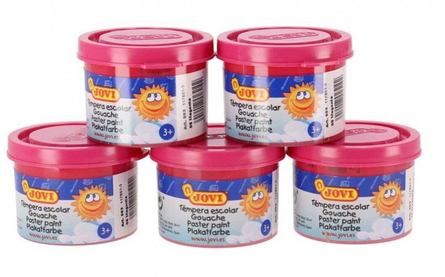 Jovi Bote de Tempera Escolar 35ml - Aplicacion en Multiples Superficies - Uso con Pincel, Rodillo o Espatula - Colores Mezclables - Color Magenta