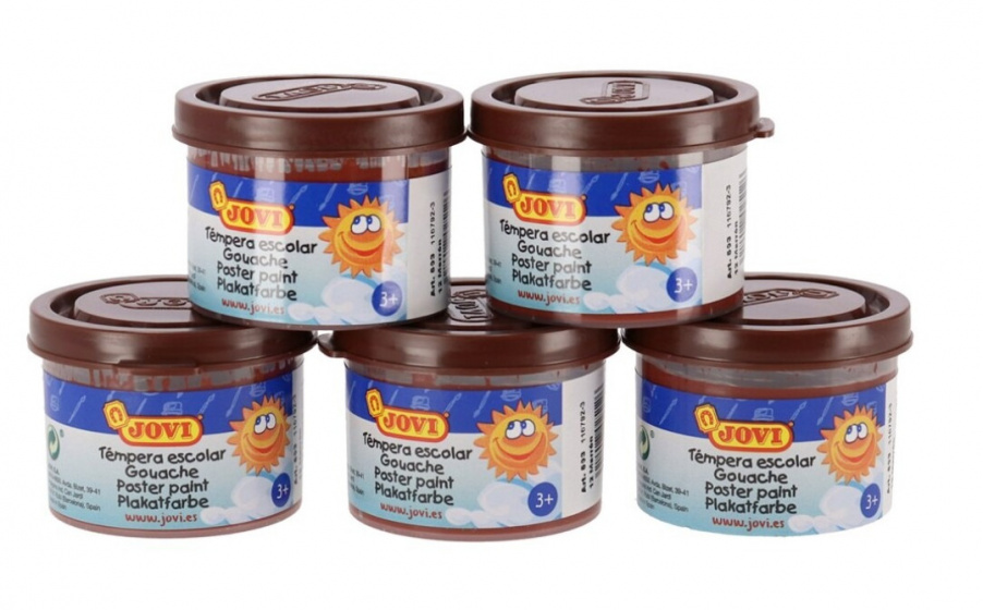 Jovi Bote de Tempera Escolar 35ml - Aplicacion en Multiples Superficies - Uso con Pincel, Rodillo o Espatula - Colores Mezclables - Color Marron
