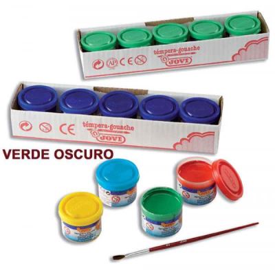 Jovi Bote de Tempera Escolar 35ml - Aplicacion en Multiples Superficies - Uso con Pincel, Rodillo o Espatula - Colores Mezclables - Color Verde Oscuro