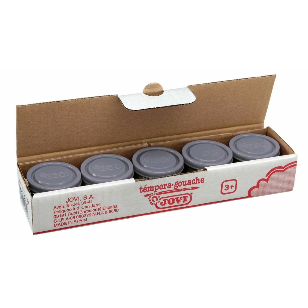 Jovi Bote de Tempera Escolar 35ml - Aplicacion en Multiples Superficies - Uso con Pincel, Rodillo o Espatula - Colores Mezclables - Color Gris