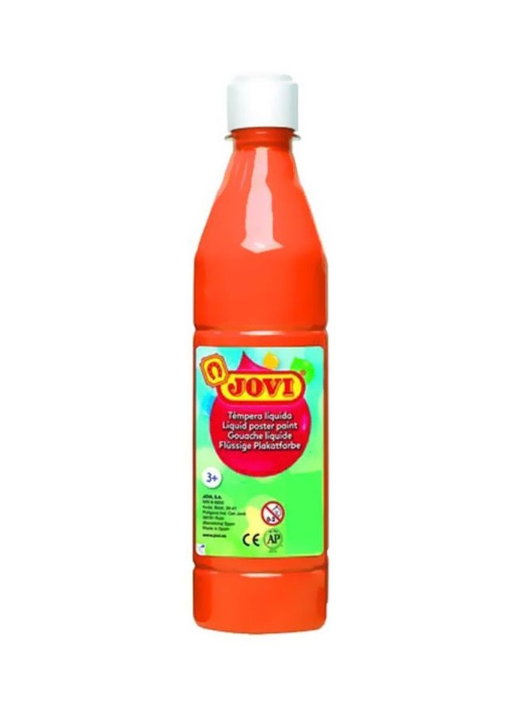 Jovi Tempera Paint Tempera Liquida 500ml - Base Agua - Lista para Usar - Alto Poder Cubriente - Secado Rapido - Excelente Fluidez - Adherencia en Multiples Superficies - Color Naranja