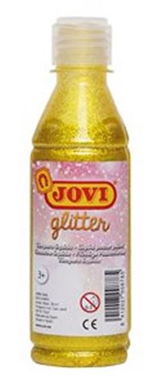 Jovi Glitter Tempera Liquida Base Agua 250ml - Particulas de Purpurina - Excelente Rendimiento - Secado Rapido - Fluidez Optima - Adherencia en Multiples Superficies - Color Amarillo