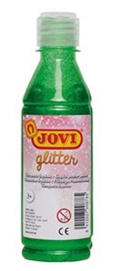 Jovi Glitter Tempera Liquida Base Agua 250ml - Particulas de Purpurina - Excelente Rendimiento - Secado Rapido - Fluidez Optima - Adherencia en Multiples Superficies - Color Verde