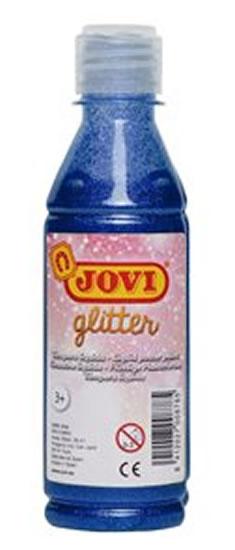 Jovi Glitter Tempera Liquida Base Agua 250ml - Particulas de Purpurina - Excelente Rendimiento - Secado Rapido - Fluidez Optima - Adherencia en Multiples Superficies - Color Azul