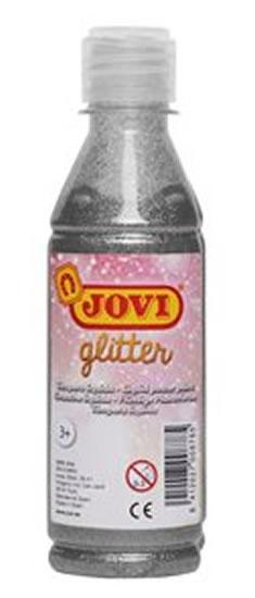 Jovi Glitter Tempera Liquida Base Agua 250ml - Particulas de Purpurina - Excelente Rendimiento - Secado Rapido - Fluidez Optima - Adherencia en Multiples Superficies - Color Plata