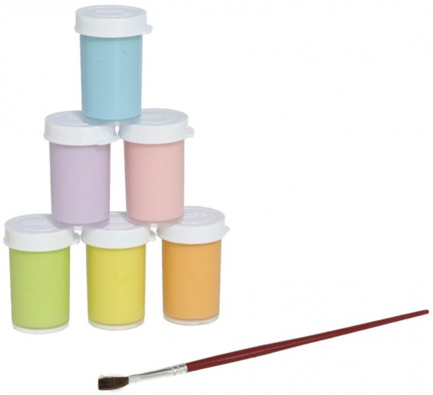 Jovi Gouache Tempera Estuche de 6 Botes 15ml Tempera Escolar - Colores Pastel + Pincel - Mezclables - Incluye Pincel - Color Surtido