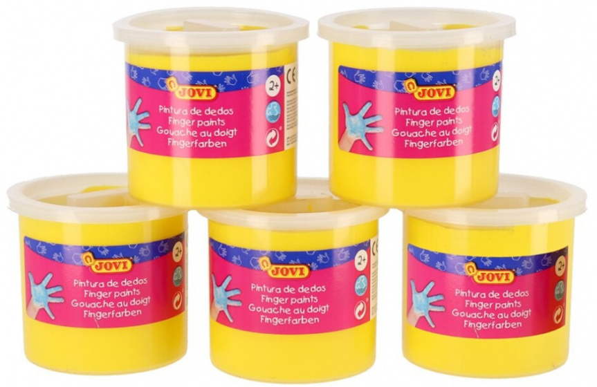 Jovi Bote de Pintura de Dedos - 125ml Pintura de Dedos - Colores Mezclables - Textura Gelatinosa - Lavable - sin Gluten Ni Alergenos - No Toxico - Estimula la Coordinacion Motora - Color Amarillo