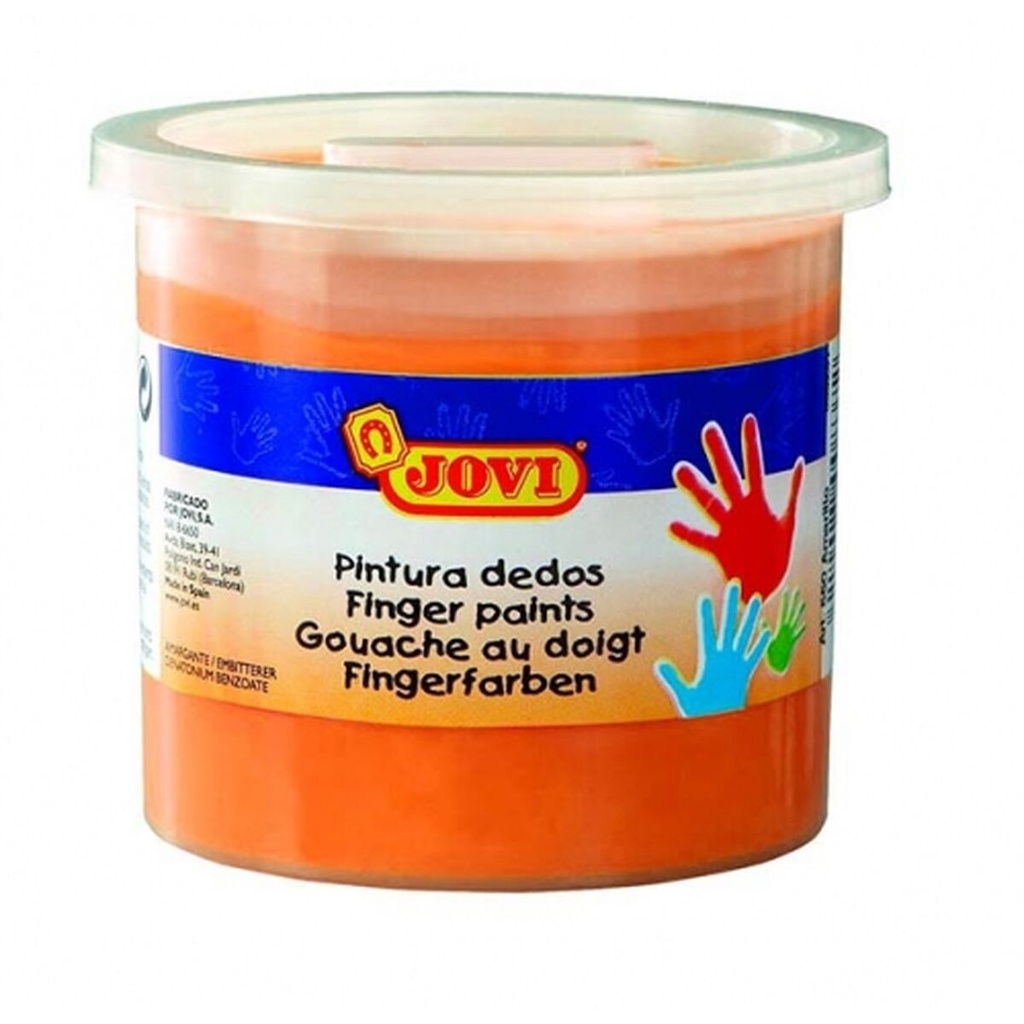 Jovi Bote de Pintura de Dedos - 125ml Pintura de Dedos - Colores Mezclables - Textura Gelatinosa - Lavable - sin Gluten Ni Alergenos - No Toxico - Estimula la Coordinacion Motora - Color Naranja