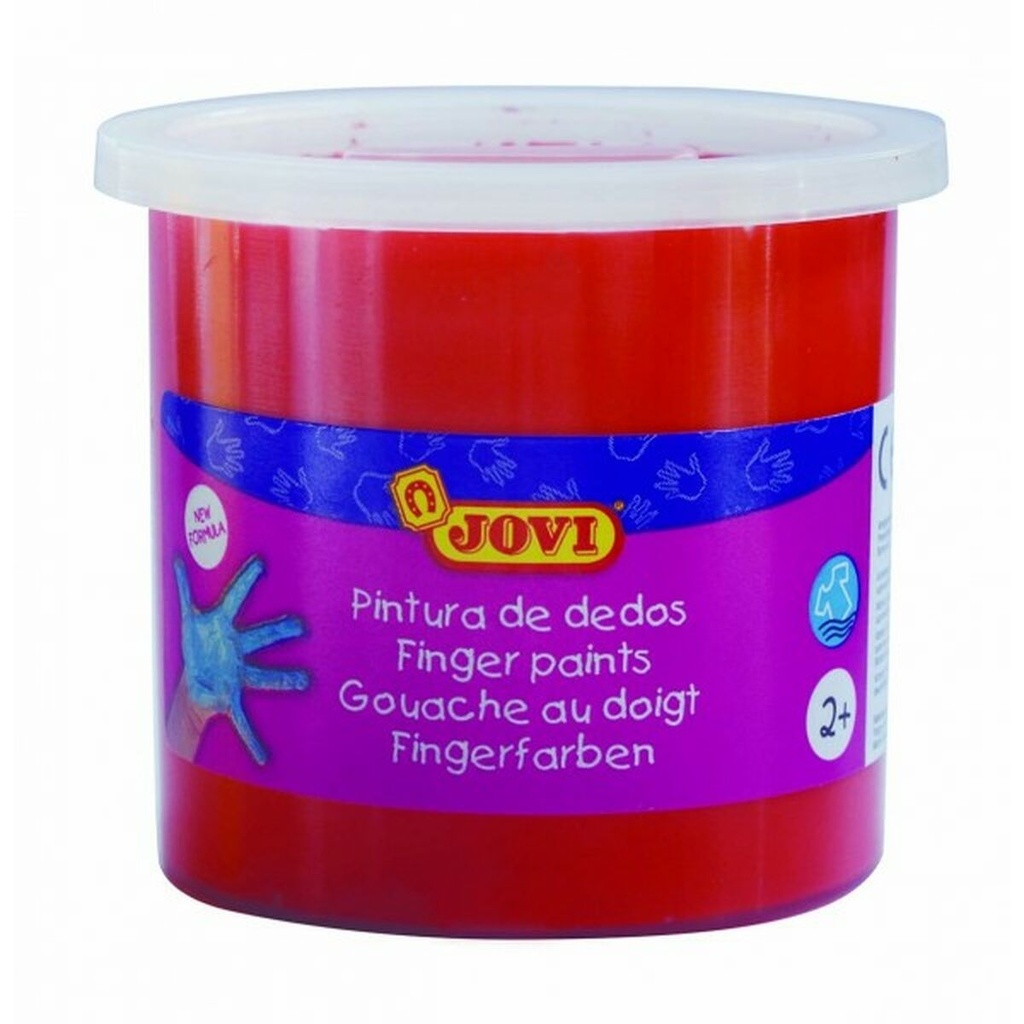 Jovi Bote de Pintura de Dedos - 125ml Pintura de Dedos - Colores Mezclables - Textura Gelatinosa - Lavable - sin Gluten Ni Alergenos - No Toxico - Estimula la Coordinacion Motora - Color Rojo