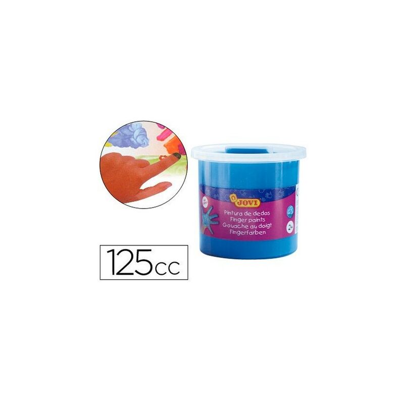Jovi Bote de Pintura de Dedos - 125ml Pintura de Dedos - Colores Mezclables - Textura Gelatinosa - Lavable - sin Gluten Ni Alergenos - No Toxico - Estimula la Coordinacion Motora - Color Azul
