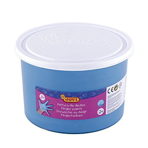 Jovi Finger Paint Bote de 500ml Pintura de Dedos - Ingredientes Naturales - Colores Mezclables - Textura Gelatinosa - Lavable - sin Gluten - No Toxico - Color Azul