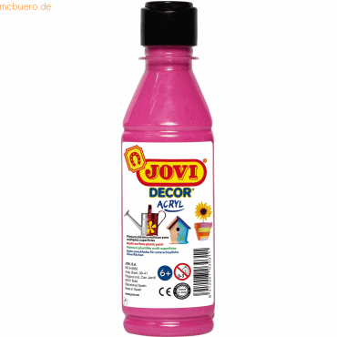 Jovi Jovidecor Acryl Pintura Acrilica Satinada - Alto Poder Cubriente - Facil Aplicacion - Multiusos - Resistente al Agua y Jabon - Color Rosa