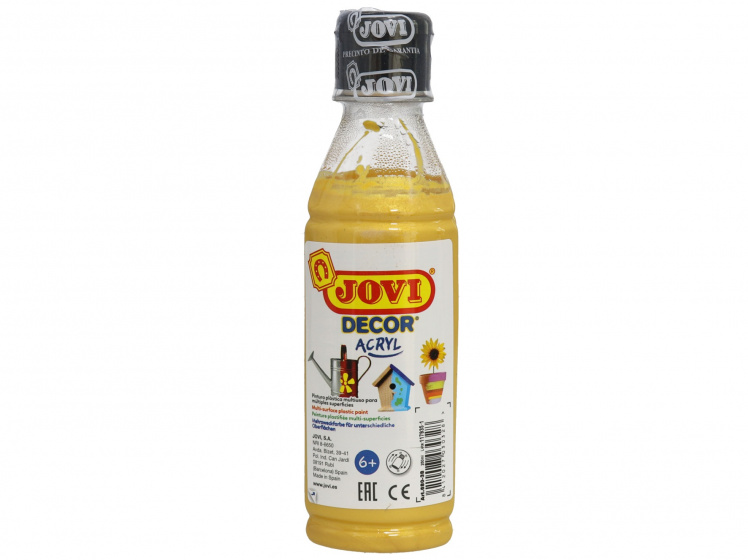 Jovi Jovidecor Acryl Pintura Acrilica Satinada - Pintura Acrilica Base Agua - Acabado Satinado - Alto Poder Cubriente - Aplicable en Cualquier Superficie - Color Naranja
