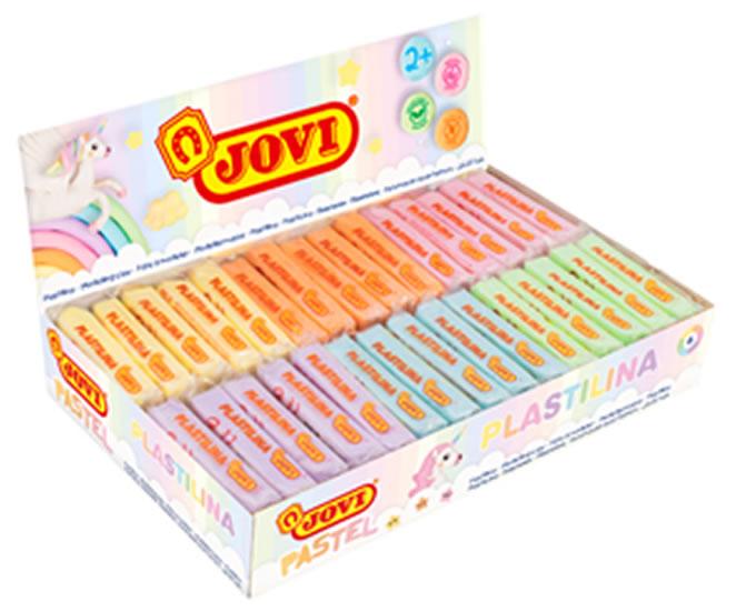 Jovi Expositor de 30 Pastillas de Plastilina 50gr - Colores Pastel - 100% Vegetal - Muy Moldeable - No Se Seca - Colores Mezclables - Color Surtido