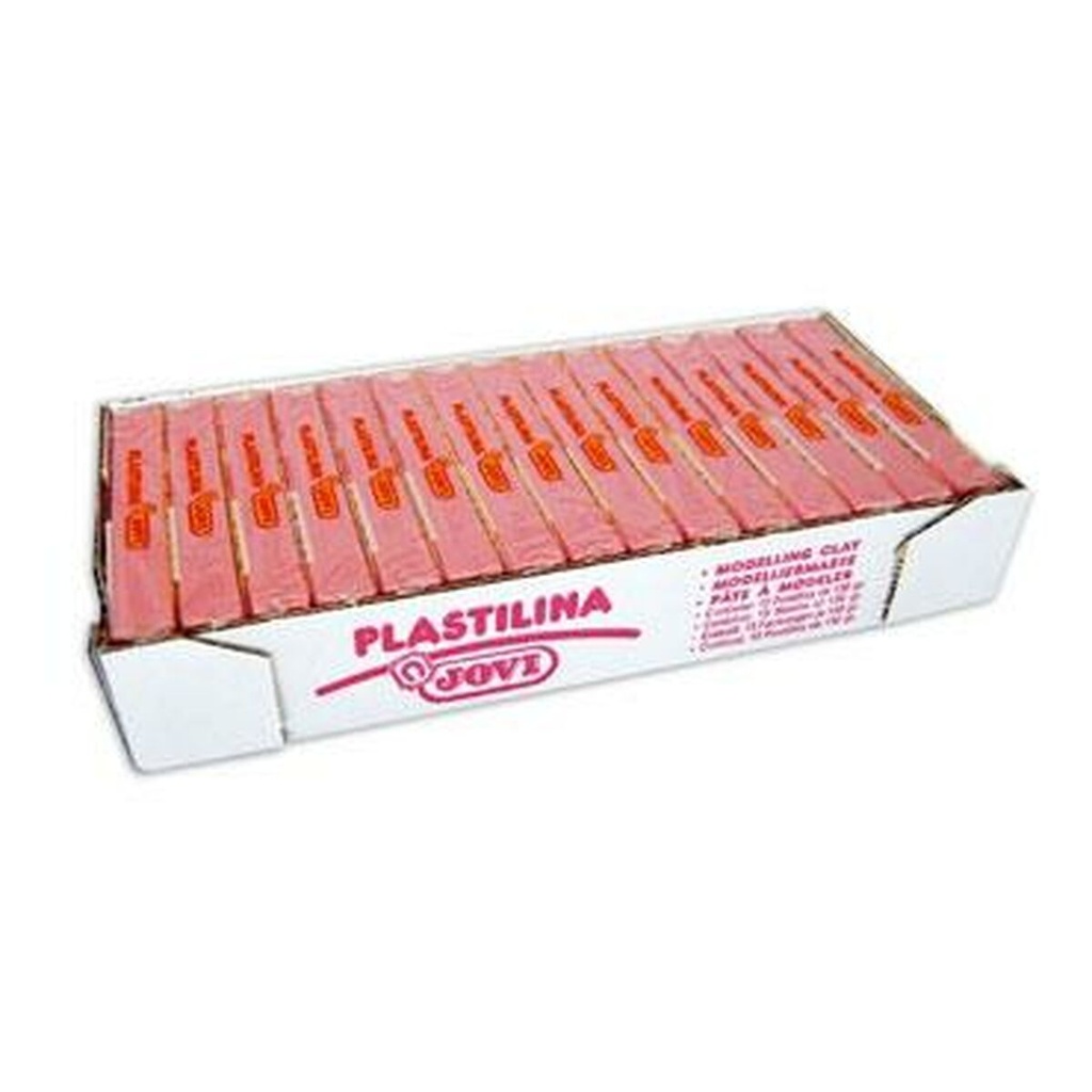 Jovi Caja de 15 Pastillas de Plastilina 150gr - Pasta Vegetal - No Endurece - sin Gluten - Inocua - Facil de Moldear - Ideal para Volumen y Moldes - Color Rosa