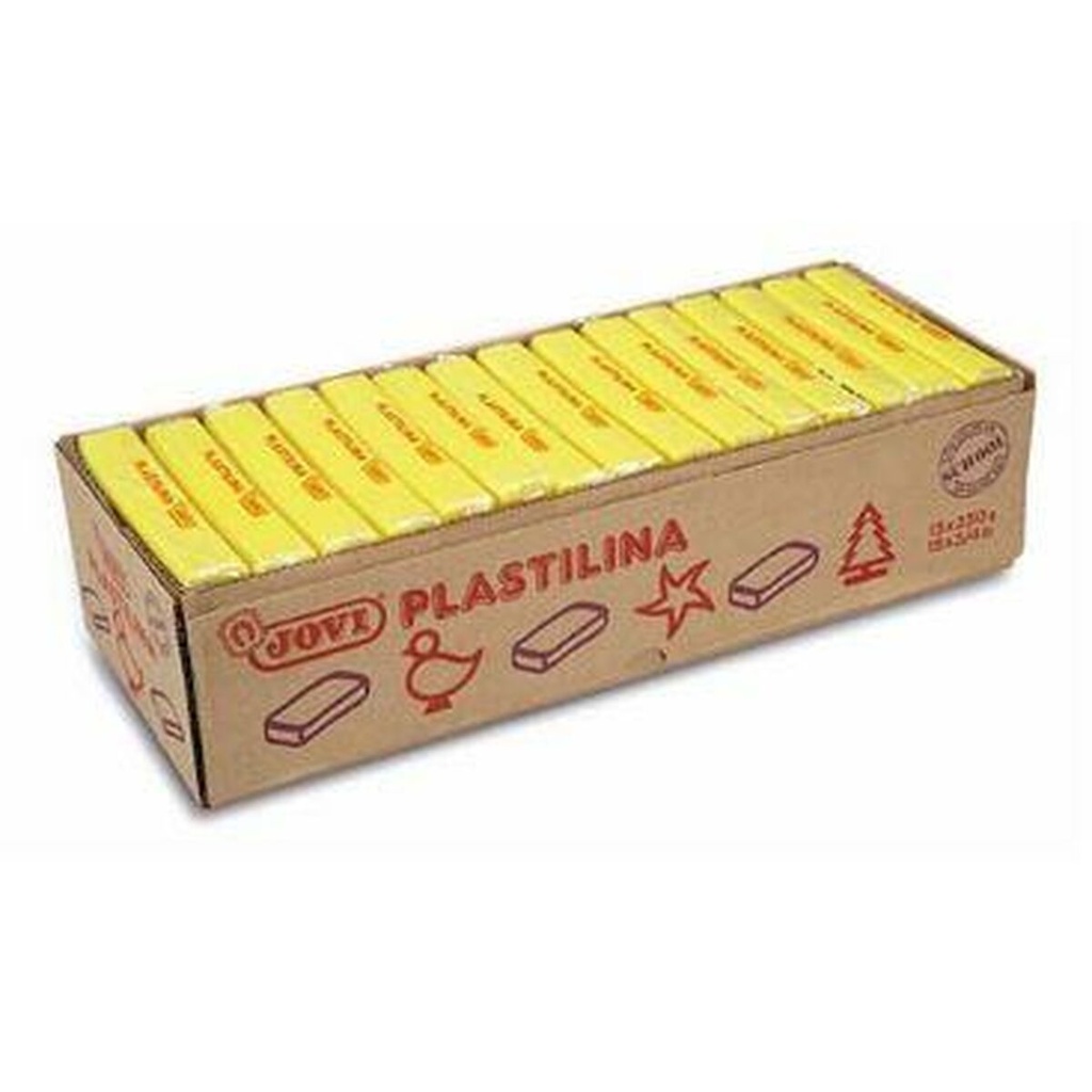 Jovi Caja de 15 Pastillas de Plastilina 350gr - Pasta Vegetal - No Se Seca - sin Gluten - Inocua - Facil de Moldear - Ideal para Figuras Voluminosas - Color Amarillo