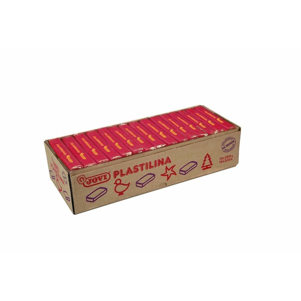 Jovi Caja de 15 Pastillas de Plastilina 350gr - Pasta Vegetal - No Se Seca - sin Gluten - Inocua - Facil de Moldear - Ideal para Figuras Voluminosas - Color Rosa