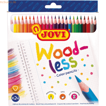 Jovi Woodless Pack de 24 Lapices de Colores - Forma Triangular - Minas Resistentes - Sin Madera - Colores Surtidos