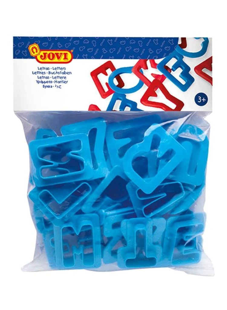 Jovi Modelling Accessories Pack de Moldes Abecedario - Moldes de Corte de Plastico para Plastilina - Incluye 26 Piezas Del Abecedario + 2 Piezas de Extraccion - Color Surtido