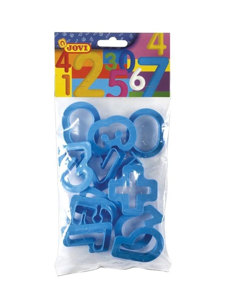 Jovi Modelling Accesories Pack de 11 Moldes Numeros + 1 Pieza para Extraccion - Moldes de Corte de Plastico para Plastilina - Color Surtido