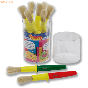 Jovi Super Jumbo Paint Brushes Bote 9 Pinceles Gruesos Pelo Cerda - Mango de Plastico - No Gotean - Limpieza Facil - Sistema de Corona Antirrodamiento - Color Varios