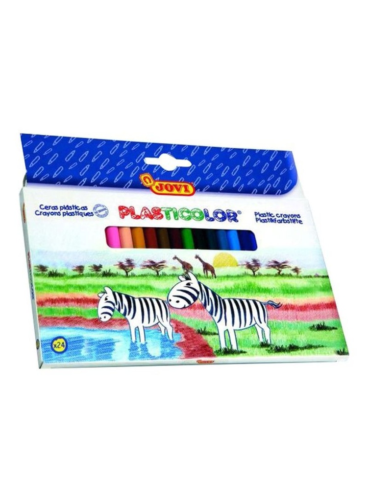 Jovi Crayons Student Estuche de 24 Ceras - Resistentes - No Manchan - Agradables de Rayar - Acabado Brillante - Gran Duracion - Mezclables - Color Surtido
