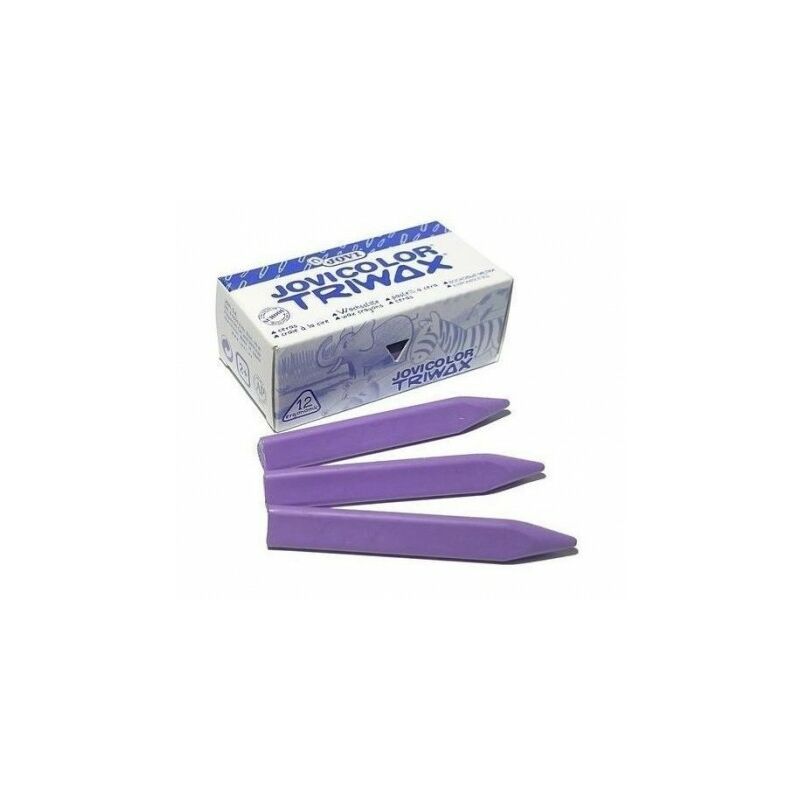 Jovi Triwax Estuche de 12 Ceras - Ceras Triangulares Resistentes - No Manchan Ni Se Rompen - Trazo Suave y Homogeneo - Facil Agarre - Apta para Sacapuntas - Color Morado