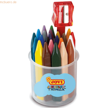 Jovi Jumbo Easy Grip Bote de 24 Ceras Triangulares - No Manchan - Super Resistente - Agarre Facil - Trazo Suave - Apto para Sacapuntas - Libre de Alergenos - Color Surtido