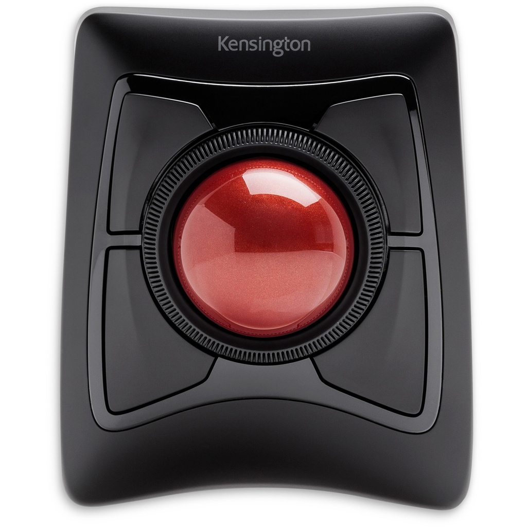 Kensington Expert Mouse Raton Trackball Bluetooth 4.0 y 2,4GHz - Bola de Gran Tamaño - 4 Botones Personalizables - Reposamuñecas Extraible - Precision y Control Insuperables - Color Negro/Rojo