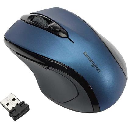 Kensington Pro Fit Raton Inalambrico 2,4GHz 1600dpi - Sensor Optico 1750ppp - 5 Botones - Uso Diestro - Tamaño Mediano Ergonomico - Color Azul/Negro