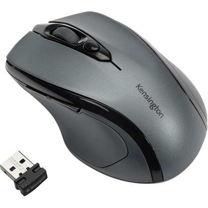 Kensington Pro Fit Raton Inalambrico 2,4GHz 1600dpi - Sensor Optico 1750ppp - 5 Botones - Uso Diestro - Tamaño Mediano Ergonomico - Color Gris/Negro