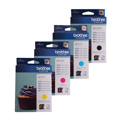 Brother LC123 Pack de 4 Cartuchos de Tinta Originales - LC123VALBP