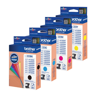 Brother LC223 Pack de 4 Cartuchos de Tinta Originales - LC223VALBP