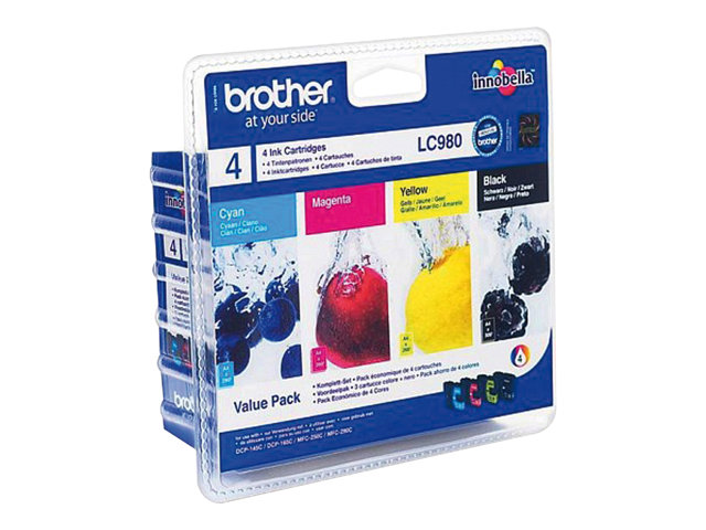 Brother LC980 Pack de 4 Cartuchos de Tinta Originales - LC980VALBP
