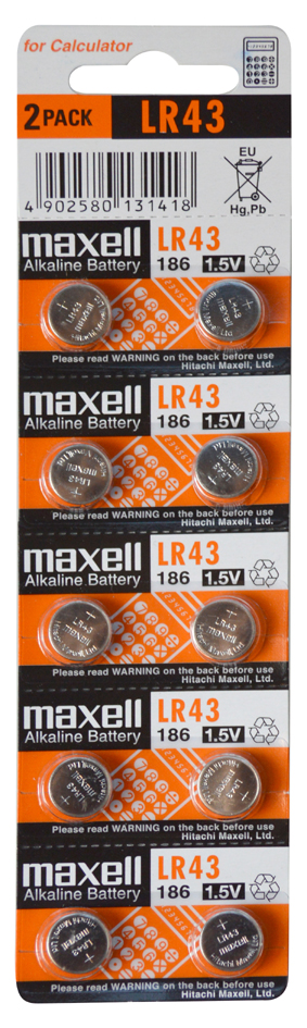 Maxell Pack de 10 Pilas Alcalinas de Boton LR41 1.5V