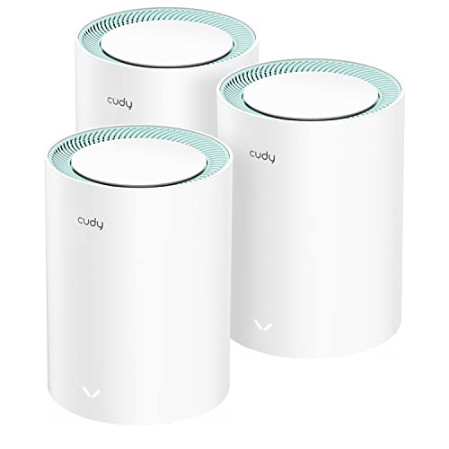 Cudy M1300 Pack de 3 Sistemas WiFi Mesh AC1200 Dual Band - 867Mbps en 5GHz, 300Mbps en 2,4GHz - 1x Puerto LAN 1000/100/10Mbps, 1x Puerto WAN 1000/100/10Mbps - 2 Antenas Internas