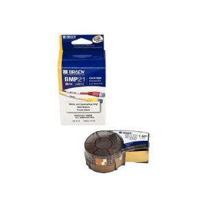 Brady M21-1500-427 Cinta de Etiquetas Original de Vinilo envolventes y autolaminables - Texto negro sobre fondo blanco - Ancho 38.1mm x 4.30 metros