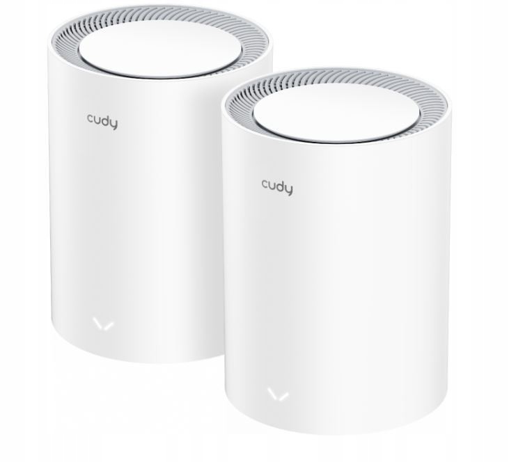 Cudy AX3000 Pack de 2 Sistemas WiFi 6 Mesh AX3000 2.5G Dual Band - Admite Ancho de Banda de 20/40/80/160MHz - 1x Puerto LAN 10/100/1000Mbps, 1x Puerto WAN 2.5Gbps - 5 Antenas Internas