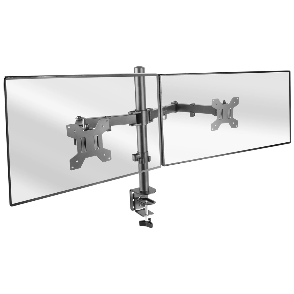 Mars Gaming MARM2 Soporte Monitor Dual - Brazos Articulados - Gestion de Cableado - Ajuste de Altura - Estructura Robusta - Rotacion 360º - Color Negro