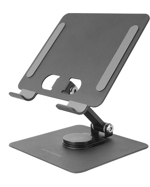 Mars Gaming MA-RST Soporte para Tablets y Convertibles - Acero Resistente - Rotacion 360º - Ajuste de Altura - Base Antideslizante - Color Negro