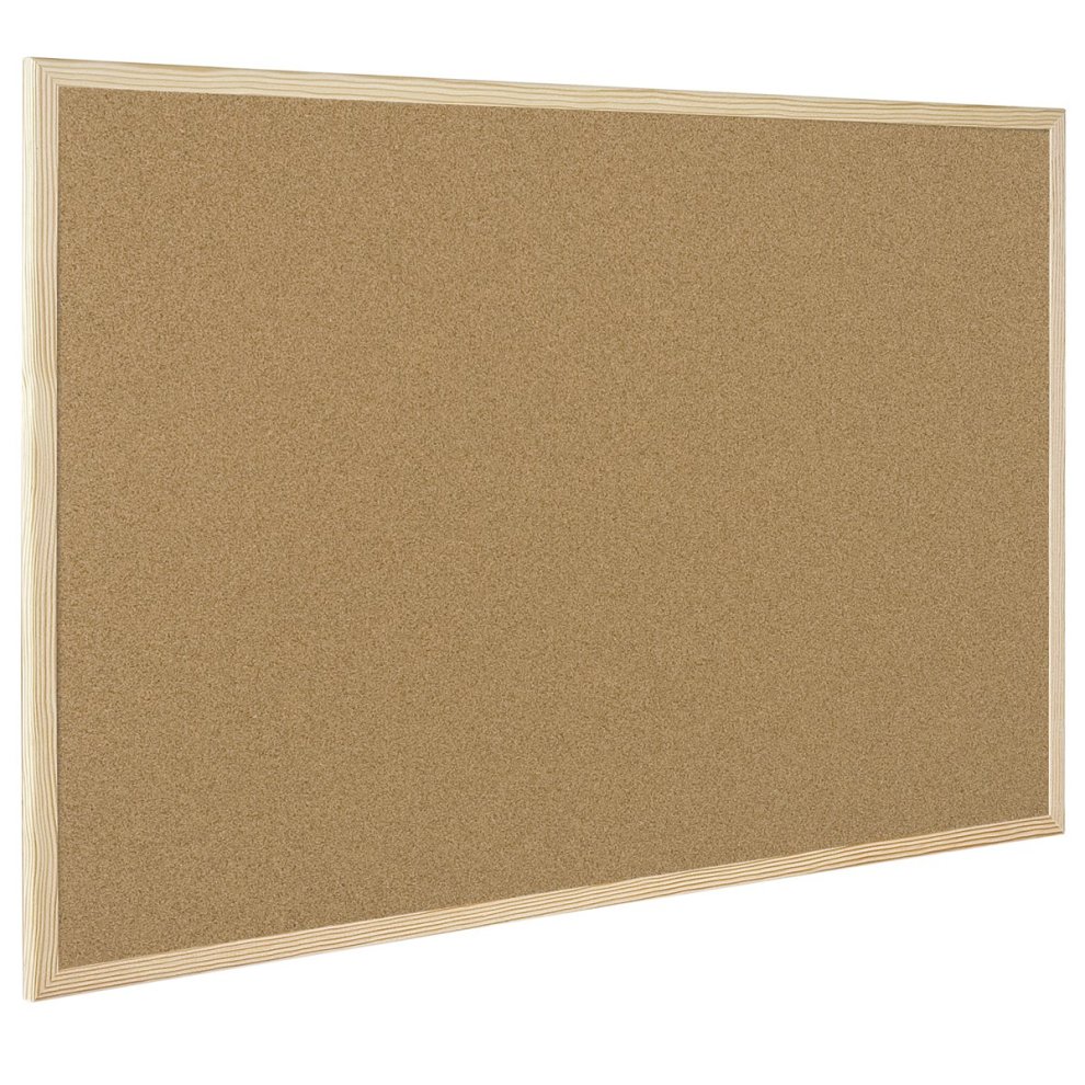 Bi-Office Tablero de Corcho Doble Cara 900x600mm Marco Natural