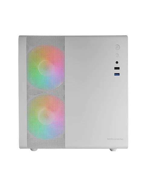 Mars Gaming MC-MPRO Caja Compacta Profesional - Doble Camara - Refrigeracion Triple - Cristal Templado - Panel de Malla - Soporte Liquido 240mm - Color Blanco